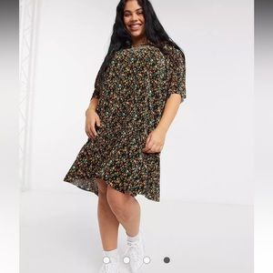 ASOS DESIGN Curve plisse mini smock dress